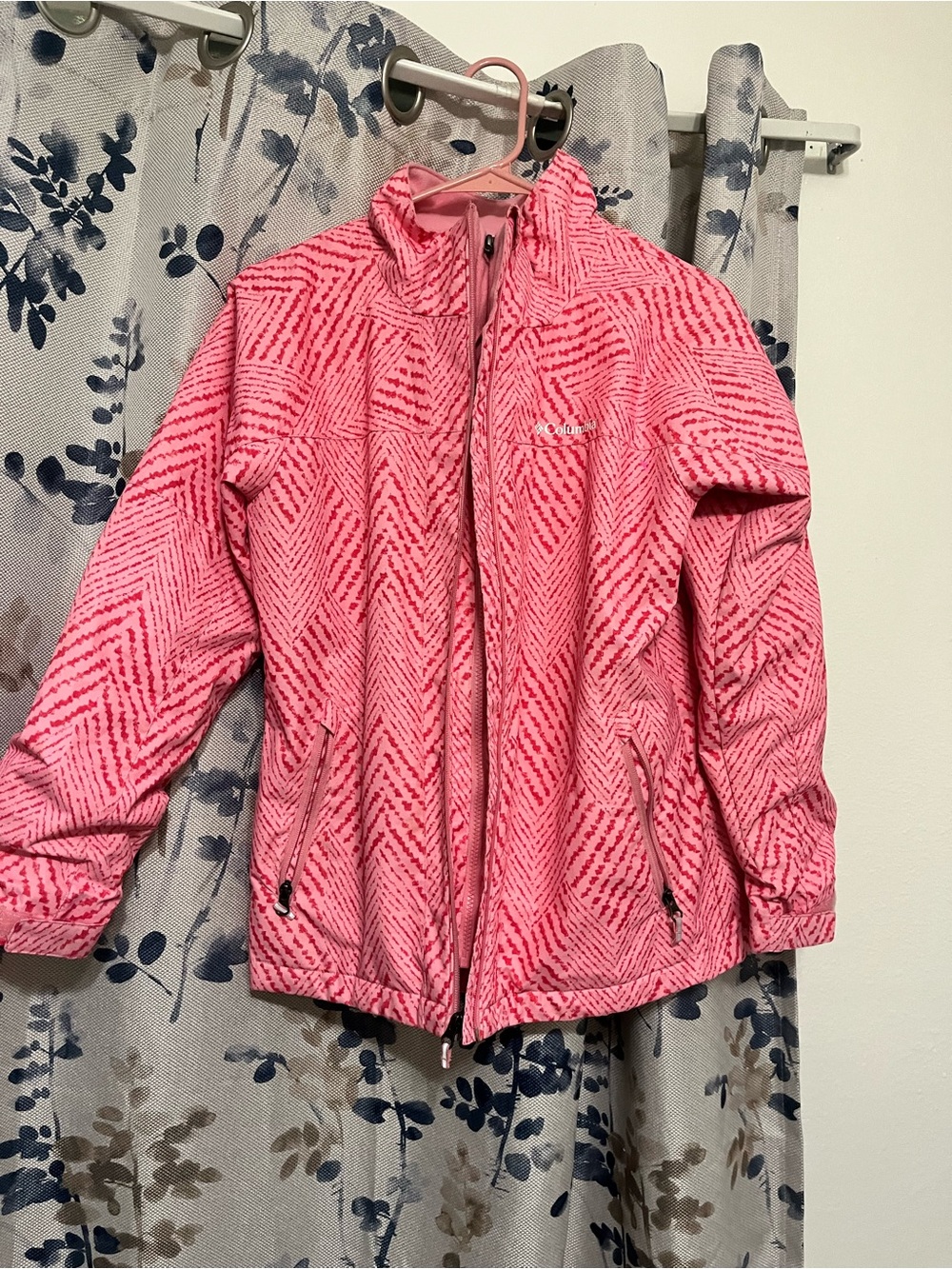 Columbia youth waterproof Pink Printed Insulated  raincoat